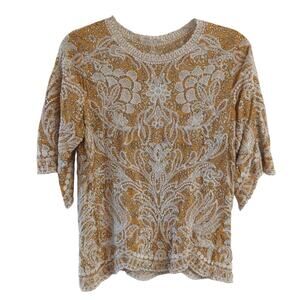 Solitaire Gold and Cream Patterned Blouse